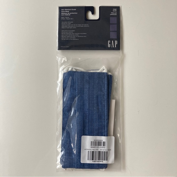 🎁 GAP Adult Face Mask 3-Pack, Brand New, Blue Stripe - Picture 3 of 4